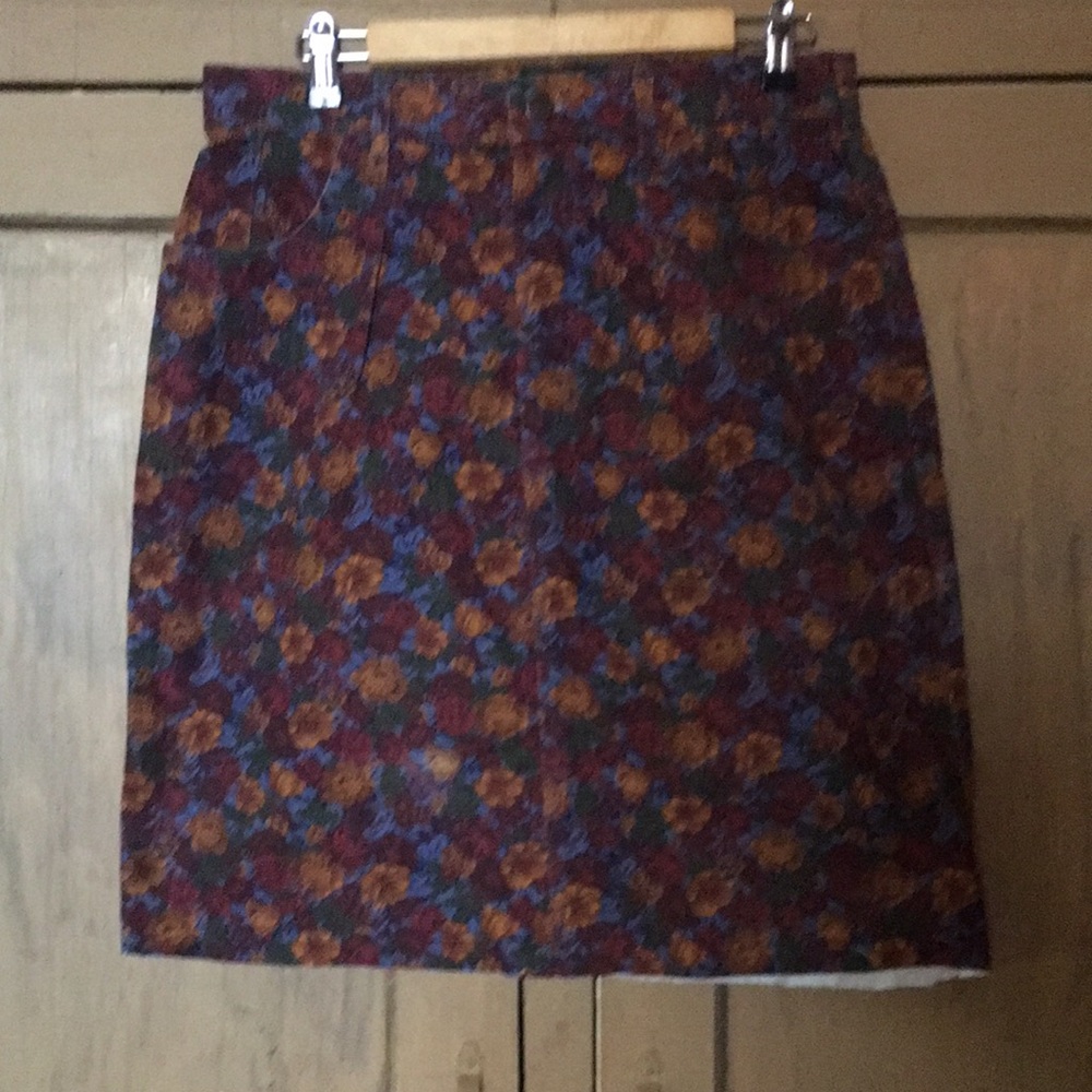 Vintage Flowered Denim Skirt